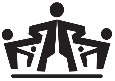 black and white abstraction of one person holding two smaller others who each are holding another smaller yet.jpg